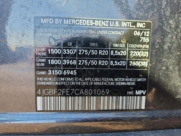 2012 MERCEDES-BENZ GL GL350 BLUETEC 4-MATIC — VINS