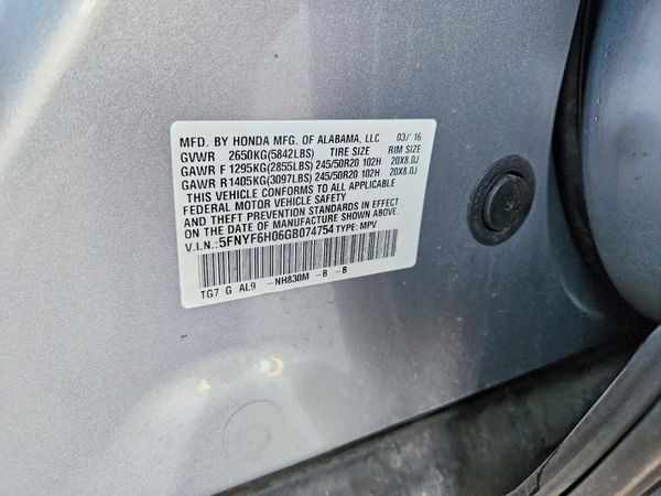 2016 HONDA PILOT Elite — VINS