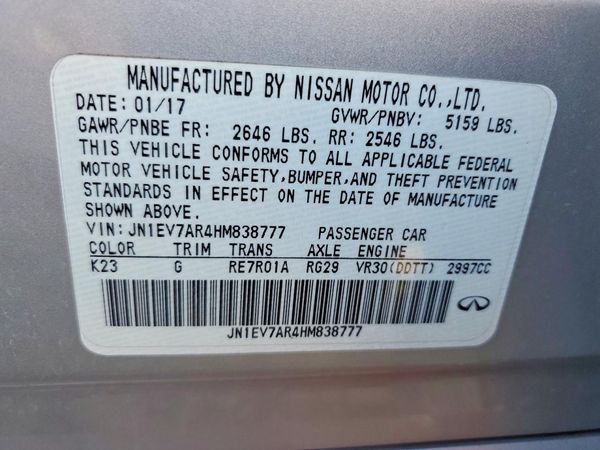 2017 INFINITI Q50 — VINS