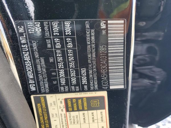 2012 MERCEDES-BENZ M-CLASS ML350 4-MATIC — VINS