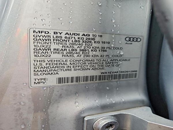 2019 AUDI Q8 — VINS