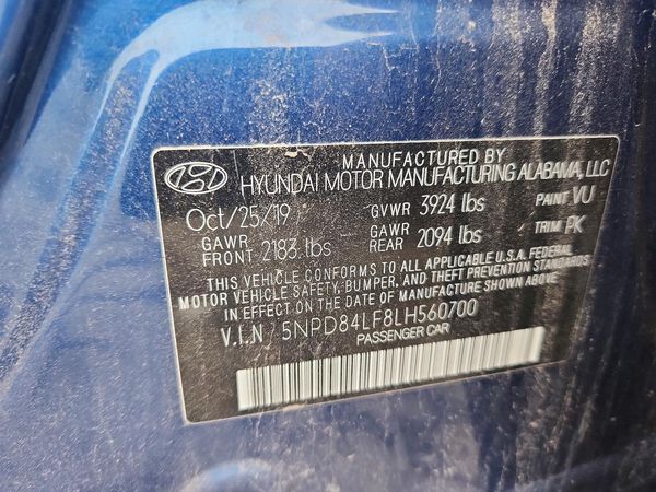 2020 HYUNDAI ELANTRA — VINS
