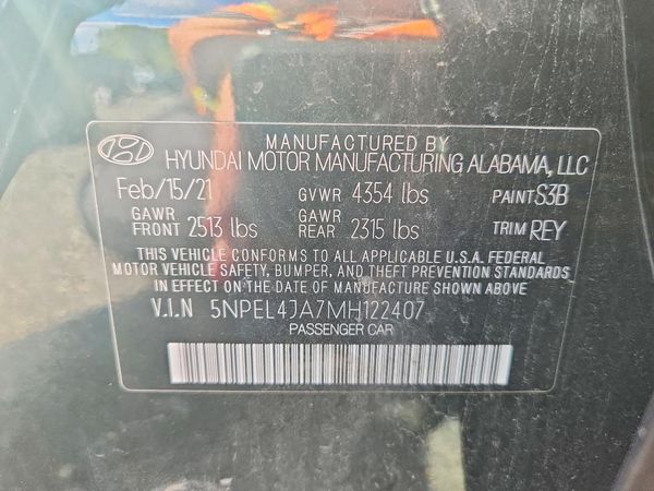 2021 HYUNDAI SONATA SEL — VINS