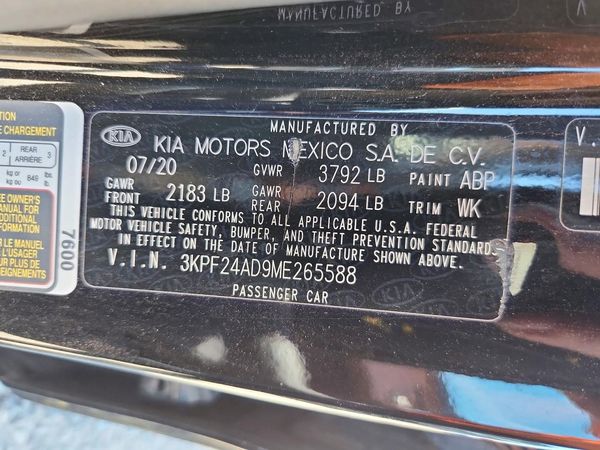 2021 KIA FORTE FE, LXS — VINS
