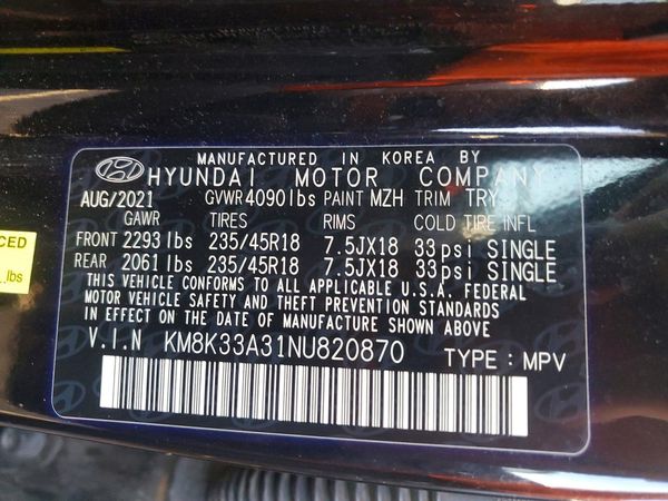 2022 HYUNDAI KONA — VINS
