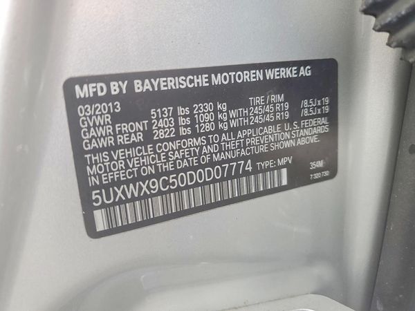 2013 BMW X3 xDrive28i — VINS