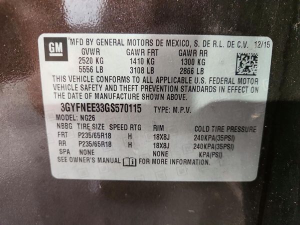 2016 CADILLAC SRX Luxury — VINS