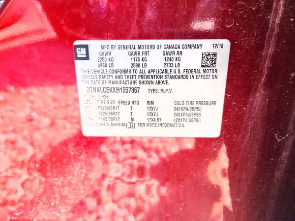 2017 CHEVROLET EQUINOX LT / FL — VINS