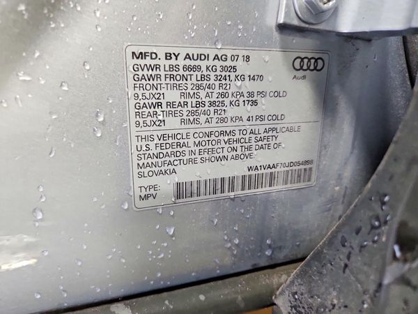 2018 AUDI Q7 quattro Prestige — VINS