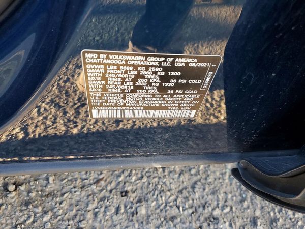 2021 VOLKSWAGEN ATLAS CROSS SPORT 4Motion S — VINS