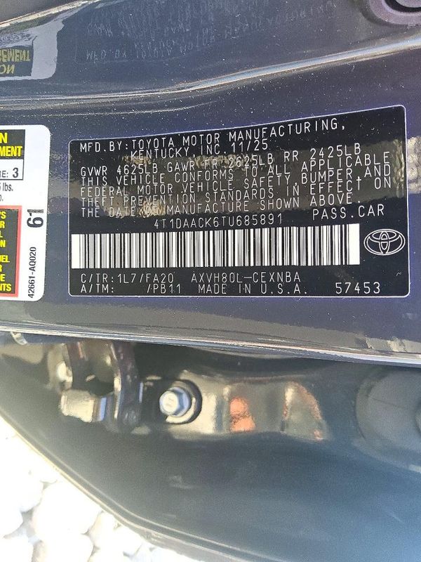2026 TOYOTA CAMRY — VINS