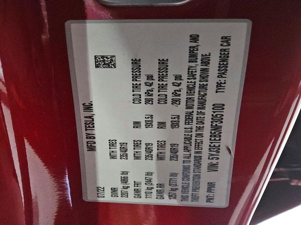 2022 TESLA MODEL 3 — VINS