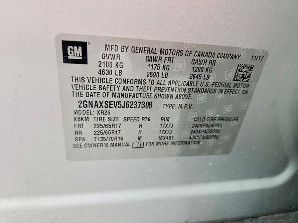 2018 CHEVROLET EQUINOX LT (1LT) — VINS