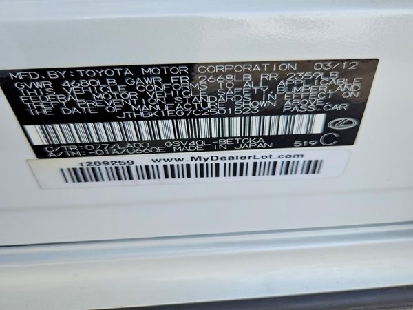 2012 LEXUS ES 350 — VINS