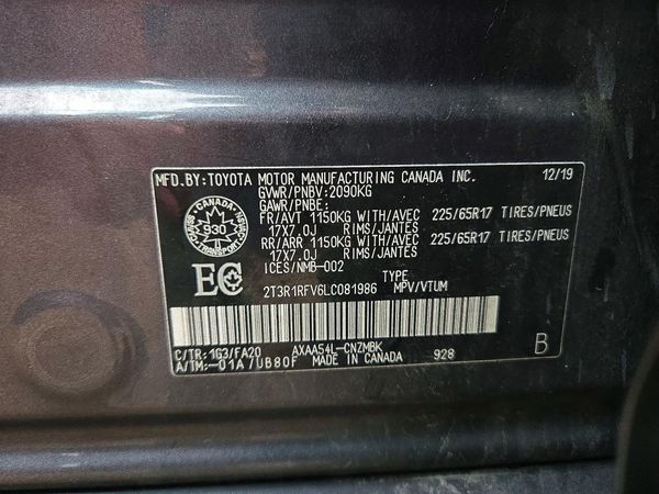 2020 TOYOTA RAV4 XLE HV — VINS