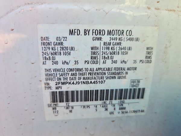 2022 FORD EDGE SEL — VINS