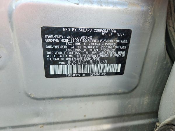 2018 SUBARU FORESTER Base P — VINS
