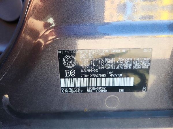 2012 TOYOTA RAV4 Sports — VINS