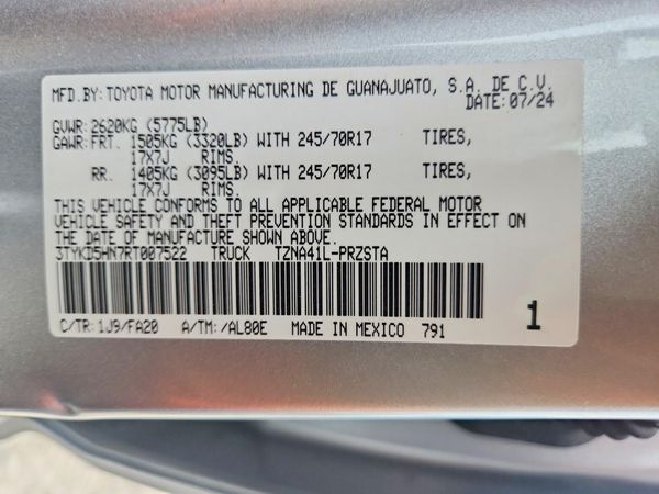 2024 TOYOTA TACOMA — VINS