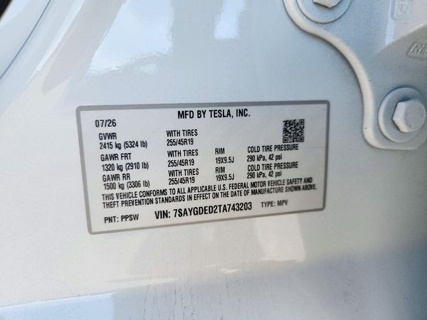 2026 TESLA MODEL Y — VINS