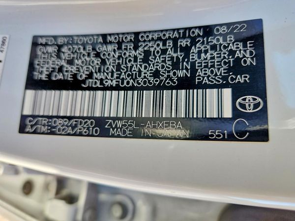2022 TOYOTA PRIUS — VINS
