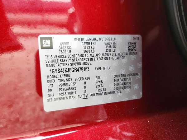 2016 CADILLAC ESCALADE ESV Premium — VINS