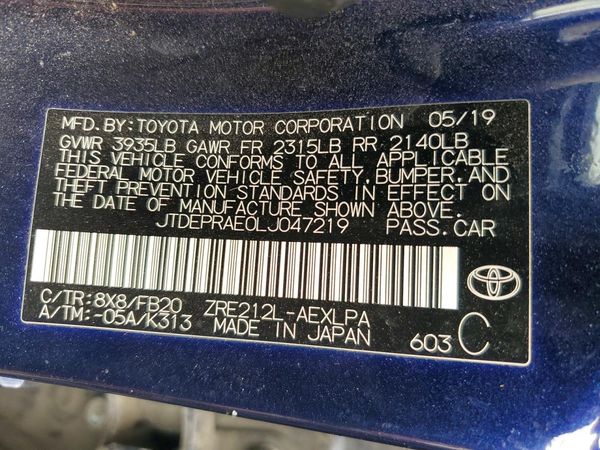 2020 TOYOTA COROLLA LE — VINS