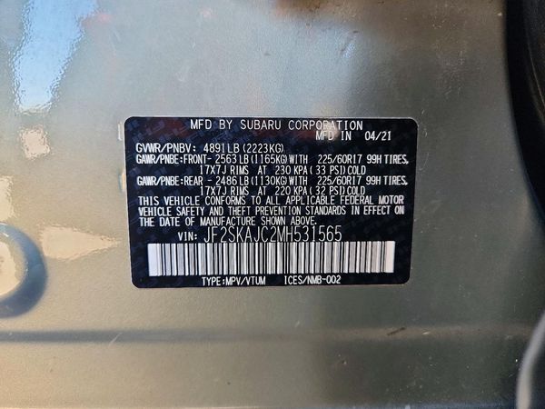 2021 SUBARU FORESTER Premium — VINS