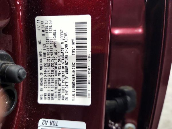 2014 HONDA CRV EX — VINS