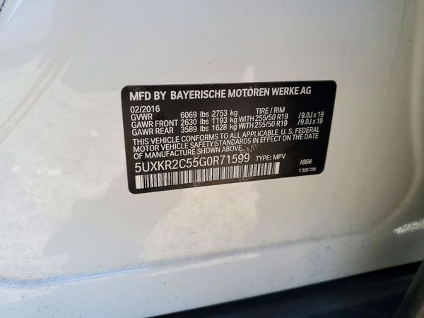 2016 BMW X5 sDrive35i — VINS
