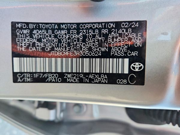 2024 TOYOTA COROLLA — VINS
