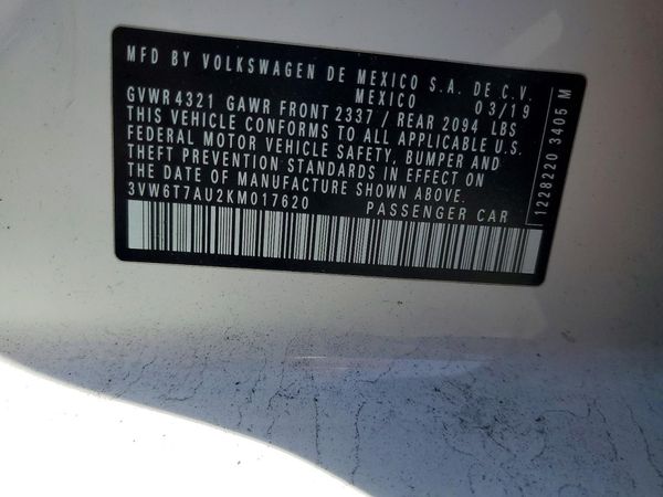 2019 VOLKSWAGEN GTI — VINS