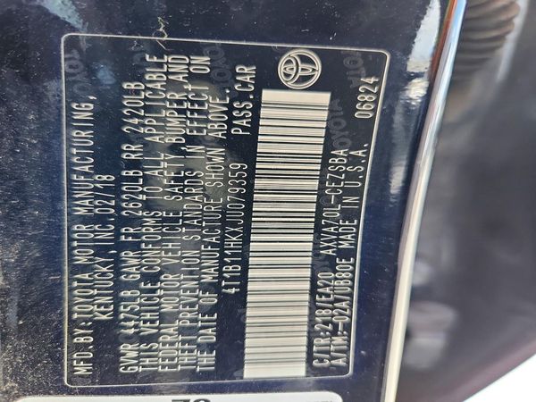 2018 TOYOTA CAMRY L/LE/SE/XLE — VINS