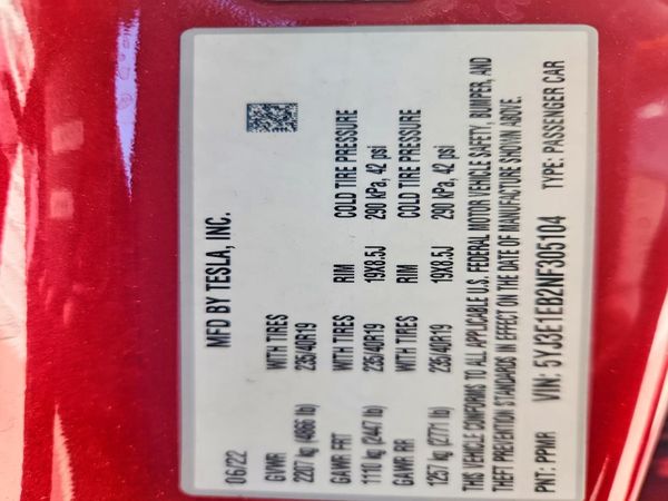 2022 TESLA MODEL 3 — VINS
