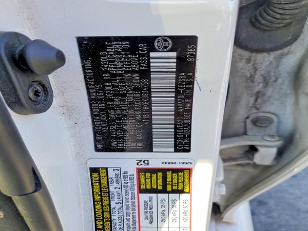 2019 TOYOTA CAMRY L/LE/SE/XLE — VINS
