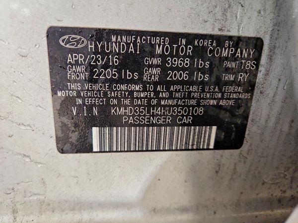 2017 HYUNDAI ELANTRA — VINS
