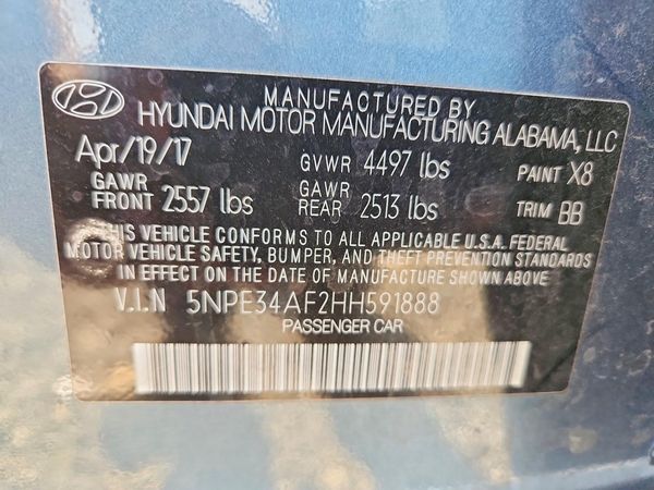 2017 HYUNDAI SONATA — VINS
