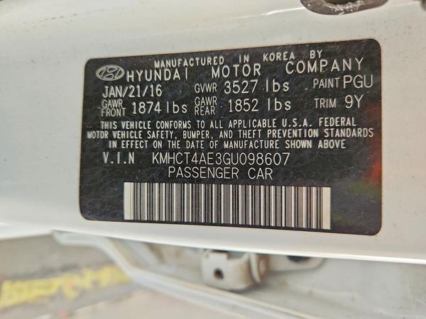 2016 HYUNDAI ACCENT GS / GLS — VINS