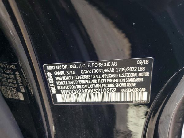 2019 PORSCHE BOXSTER Boxster / Boxster T — VINS