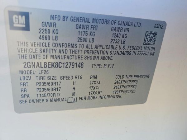 2012 CHEVROLET EQUINOX LS — VINS