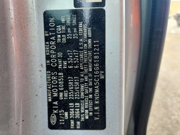 2016 KIA SEDONA L - Low level — VINS