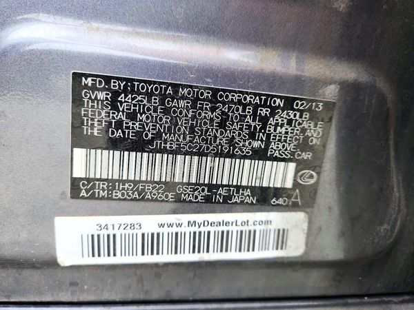 2013 LEXUS IS 250 — VINS