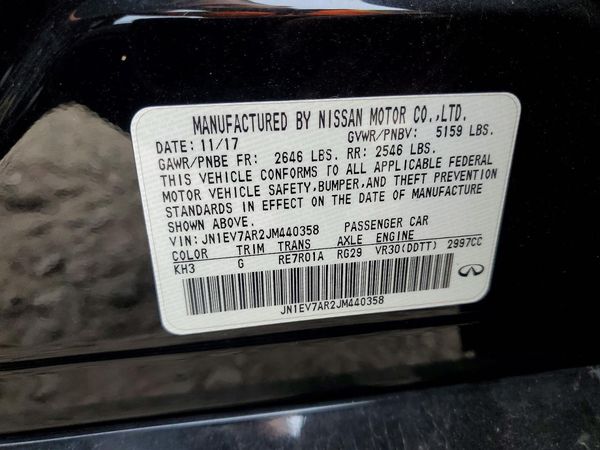 2018 INFINITI Q50 — VINS