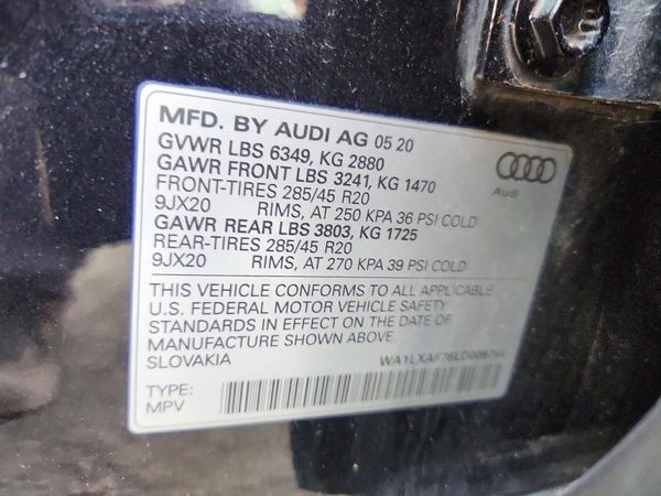 2020 AUDI Q7 quattro Premium Plus — VINS