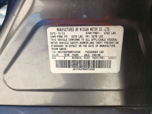 2013 INFINITI G37 — VINS