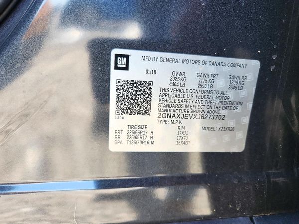 2018 CHEVROLET EQUINOX LT (1LT) — VINS