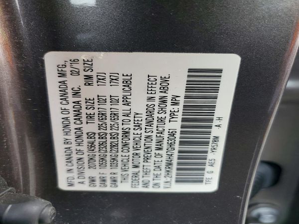 2016 HONDA CRV SE — VINS