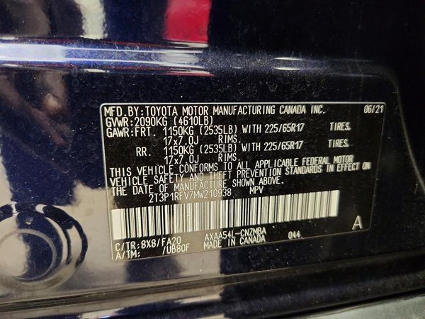 2021 TOYOTA RAV4 XLE — VINS