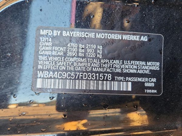 2015 BMW 4 SERIES xDrive GC — VINS