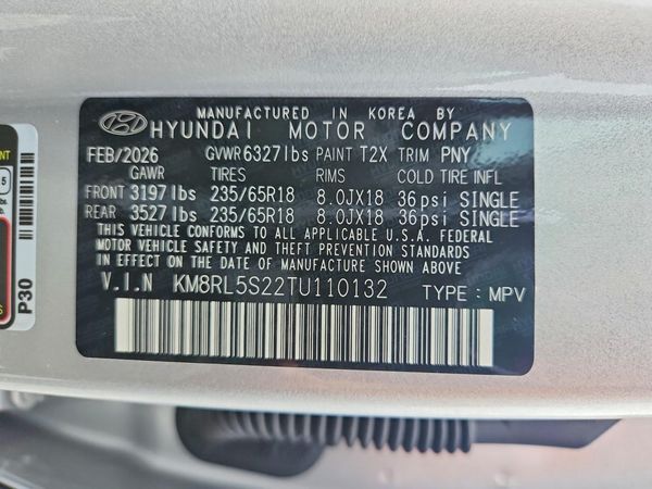 2026 HYUNDAI PALISADE SEL — VINS